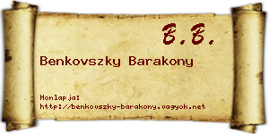 Benkovszky Barakony névjegykártya